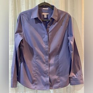 CHICO’S No Iron Blue Dress Shirt #79984 Size 1 (Med) EUC